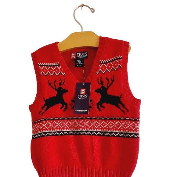 Gilet Sans Manches Garçon CHAPS Rouge Taille L (14-16 Ans) Neuf Sans étiquettes